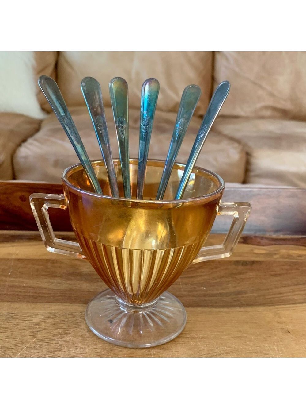 Vintage Carnival Glass Red Robin Sugar Bowl From The 20’s